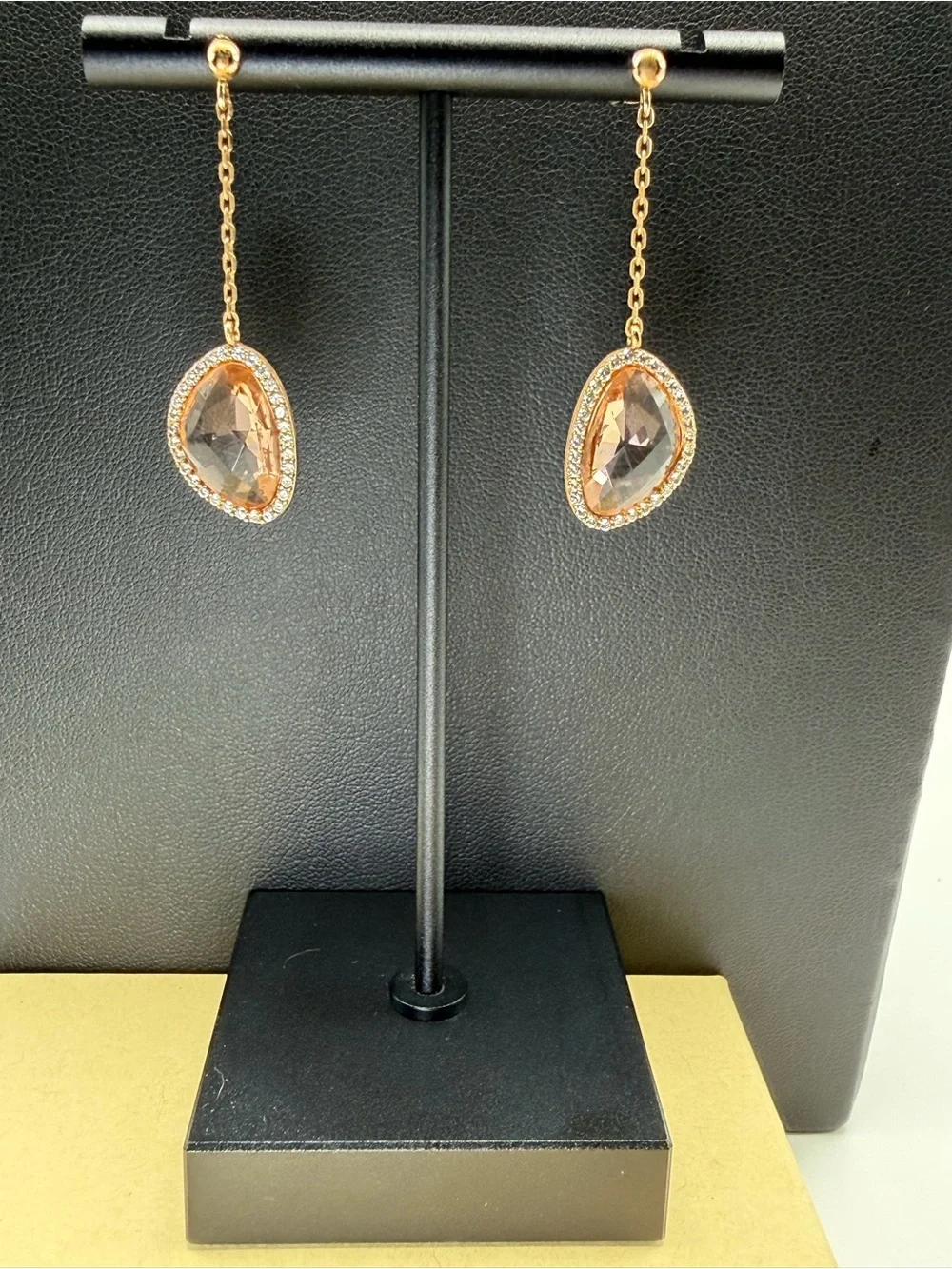 Genevive Rose Gold 18K plated silver Teardrop Dangle Earrings